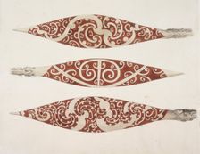 Three painted paddle blades, c1768-c1780. Creator: Unknown