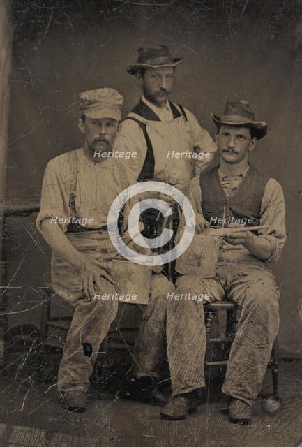 Three Painters with Brushes and Paint Cans, 1870s-80s. Creator: Unknown.