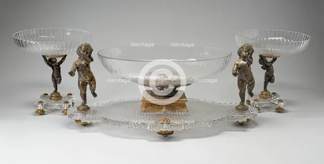 Three Part Centerpiece, Lunéville, c. 1860/70. Creator: Baccarat Glasshouse.
