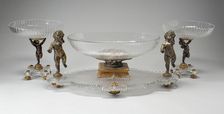Three Part Centerpiece, Lunéville, c. 1860/70. Creator: Baccarat Glasshouse