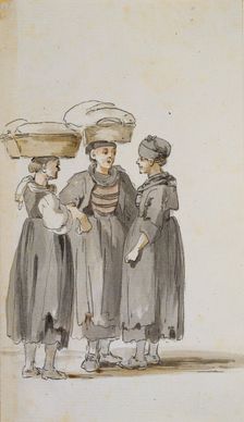 Three peasant women talking, the one on the left and the one in the middle with..., c1771-1772. Creator: Georg Melchior Kraus