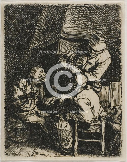 Three Peasants by a Fireplace, n.d. Creator: Cornelis Bega.