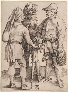 Three Peasants in Conversation, 1497-1498. Creator: Albrecht Durer