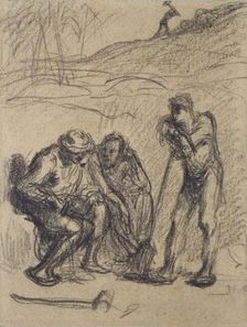 Three Peasants resting, one leaning on a Spade, c1850-1851. Artist: Jean Francois Millet