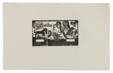 Three People, a Mask, a Fox and a Bird, headpiece forLe sourire, 1899, printed and published 1921. Creator: Paul Gauguin