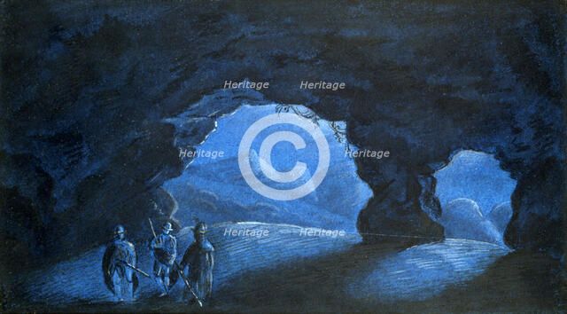 'Three People in a Cave in the Mountains', 1825. Artist: George Sand
