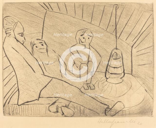 Three People in an Atelier, 1920. Creator: Walter Gramatté.