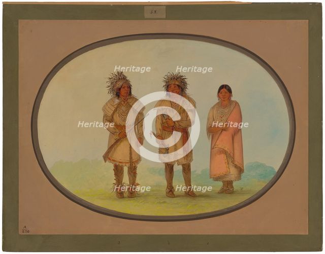 Three Peoria Indians, 1861/1869. Creator: George Catlin.