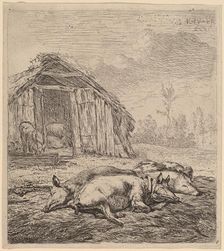 Three Pigs, 1652. Creator: Karel Du Jardin