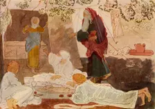 Three pilgrims visiting Abraham mid 19th century, (1965). Creator: Aleksandr Ivanov