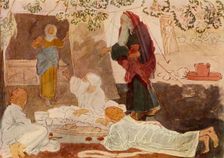 Three pilgrims visiting Abraham mid 19th century, (1965). Creator: Aleksandr Ivanov