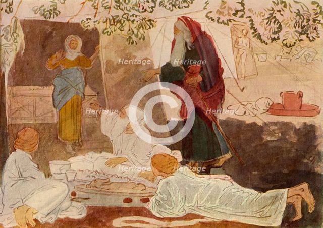 'Three pilgrims visiting Abraham', mid 19th century, (1965). Creator: Aleksandr Ivanov.