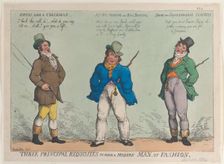 Three Principal Requisites to Form a Modern Man of Fashion, September 15, 1814., September 15, 1814. Creator: Thomas Rowlandson