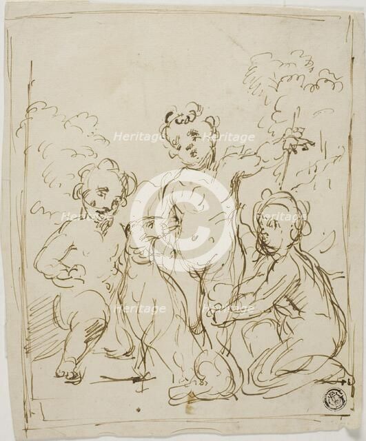 Three Putti and Dog in a Landscape, n.d. Creator: Giuseppe Diamantini.