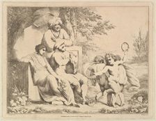 Three Putti Dancing to a Piper, March 1, 1780. Creator: Charles Reuben Ryley
