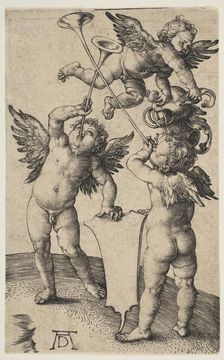 Three Putti with Trumpets, ca. 1500. Creator: Albrecht Durer