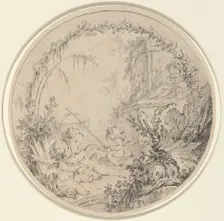 Three Putti with a Fishing Net. Creator: Charles Eisen