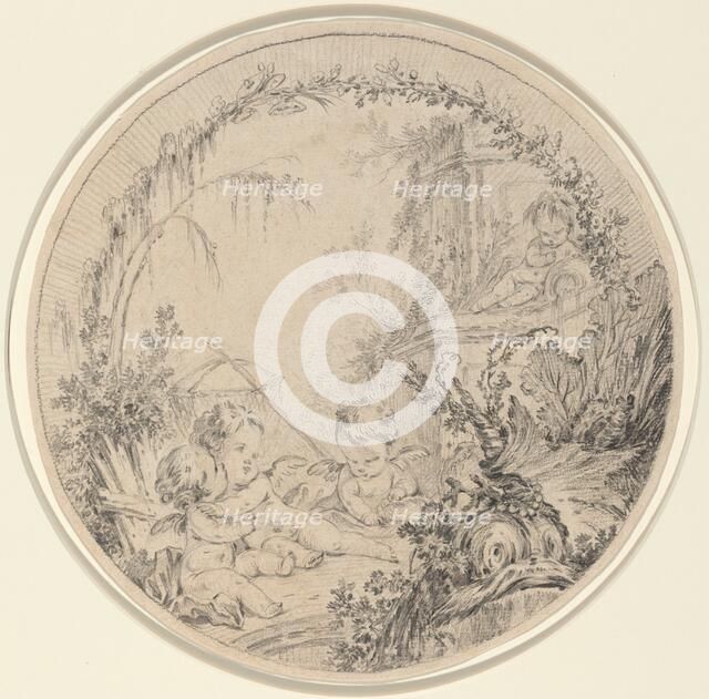 Three Putti with a Fishing Net. Creator: Charles Eisen.