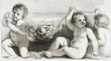 Three Putti with Garland, c1780. Creator: Francesco Bartolozzi