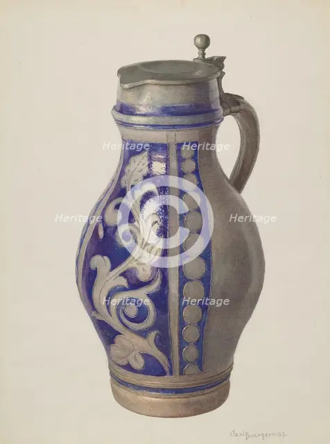 Three Quart Beer Pitcher, c. 1940. Creator: Carl Buergerniss.