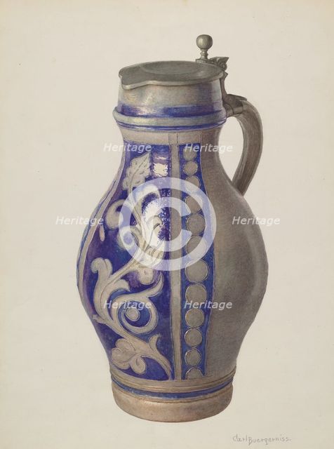 Three Quart Beer Pitcher, c. 1940. Creator: Carl Buergerniss.