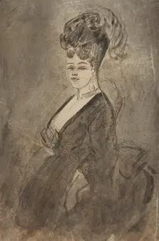 Three-Quarter Length Portrait of a Woman, 1865/70. Creator: Constantin Guys