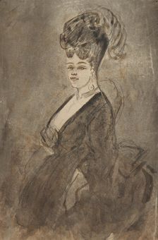 Three-Quarter Length Portrait of a Woman, 1865/70. Creator: Constantin Guys
