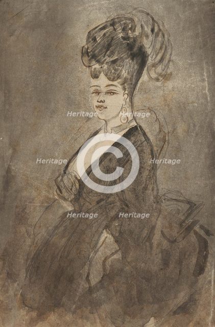 Three-Quarter Length Portrait of a Woman, 1865/70. Creator: Constantin Guys.