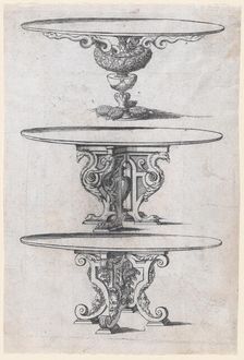 Three Round Table Designs, 1565-70. Creator: Jacques Androuet Du Cerceau
