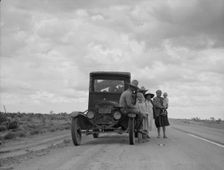Three related Oklahoma drought refugee families near Lordsburg, New Mexico, 1937. Creator: Dorothea Lange