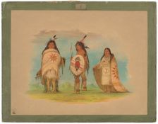 Three Riccarree Indians, 1861. Creator: George Catlin