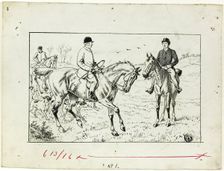 Three Riders at a Hunt, 1867/83. Creator: Francis Arthur Fraser