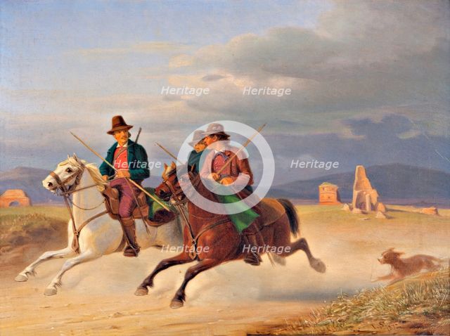 Three riding campagnols, 1872. Creator: Jorgen Sonne.