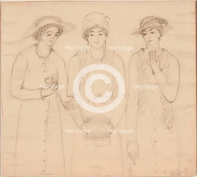 Three Women, 1908. Creator: Abraham Walkowitz.