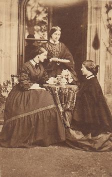 Three Women at Tea, 1860s. Creator: Unknown
