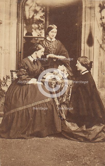 Three Women at Tea, 1860s. Creator: Unknown.