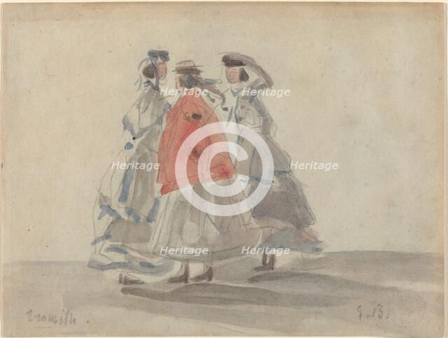 Three Women at Trouville, c. 1865. Creator: Eugene Louis Boudin.