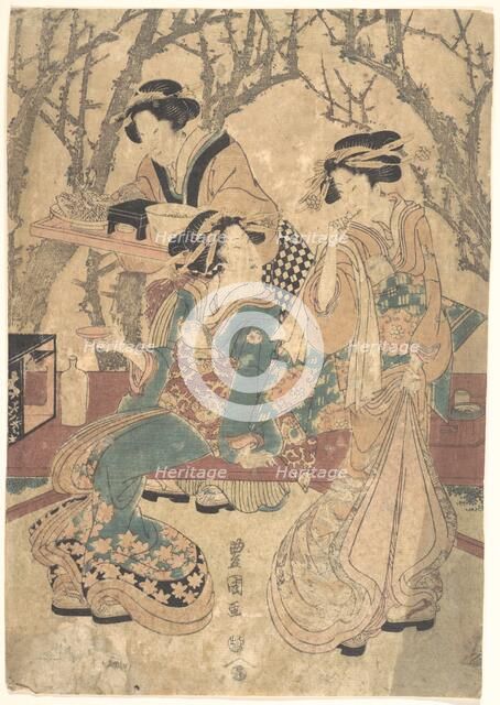 Three Women Dining Before a Group of Trees. Creator: Utagawa Toyokuni I.