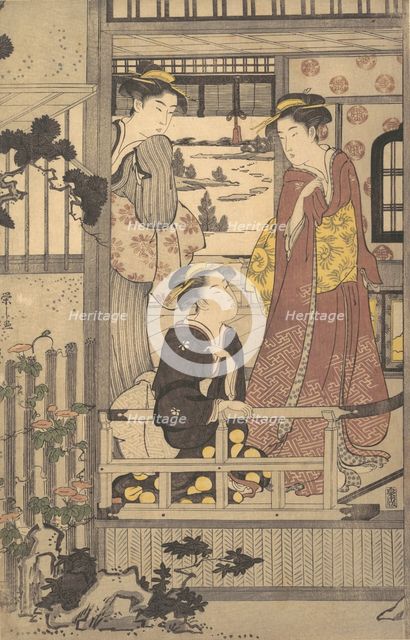 Three Women on a Veranda, 1756-1829. Creator: Hosoda Eishi.