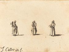 Three Women, One Holding a Child, probably 1634. Creator: Jacques Callot