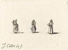 Three Women, One Holding a Child, probably 1634. Creator: Jacques Callot