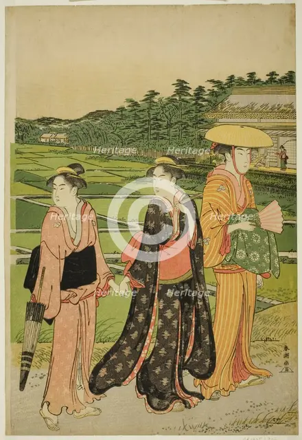 Three Women near Rice Paddies, c. 1780/1801. Creator: Katsukawa Shuncho.
