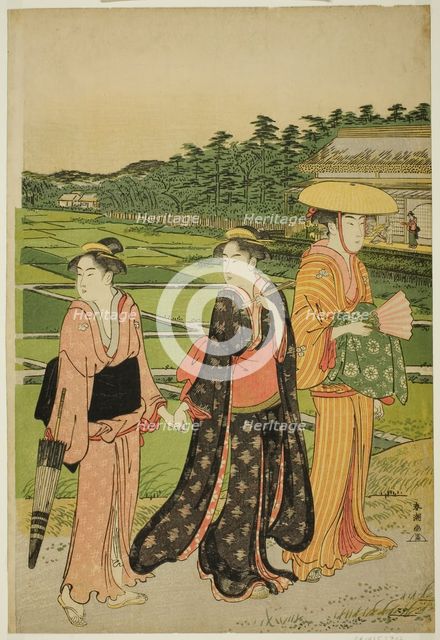 Three Women near Rice Paddies, c. 1780/1801. Creator: Katsukawa Shuncho.