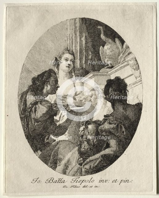 Three Women Presenting Gifts of Marc Anthony to Cleopatra. Creator: Giovanni Domenico Tiepolo (Italian, 1727-1804).