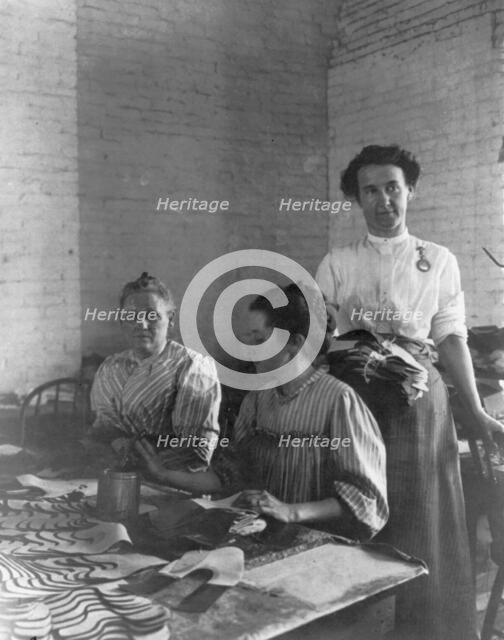 Three women working in shoe factory - Lynn, Massachusetts, n.d.. Creator: Unknown.