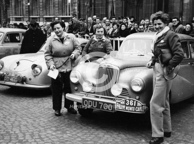 Three women with a Sunbeam Talbot, Monte Carlo Rally, 18th January 1954. Artist: Unknown