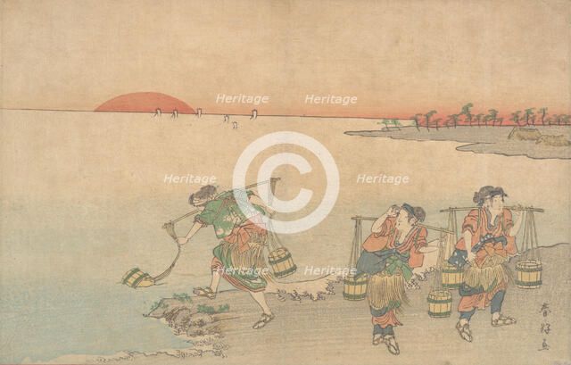 Three Water Carriers at the Shore, late 18th century. Creator: Katsukawa Shunko.