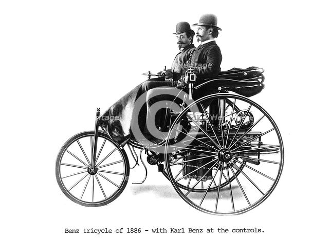 Three-wheeled Benz motor car, 1886. Creator: Unknown.