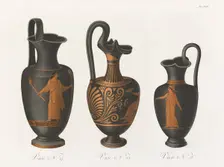 Three wine vases of the same shape (oinochoe?), 1813 [-1824]. Creator: Unknown