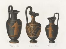 Three wine vases of the same shape (oinochoe?), 1813 [-1824]. Creator: Unknown